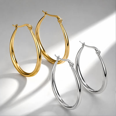 Beauteast Polished Teardrop Hoop Earrings