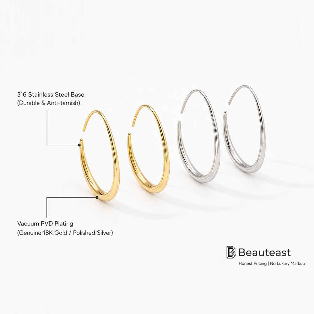 Beauteast Fluid Open Hoop Earrings