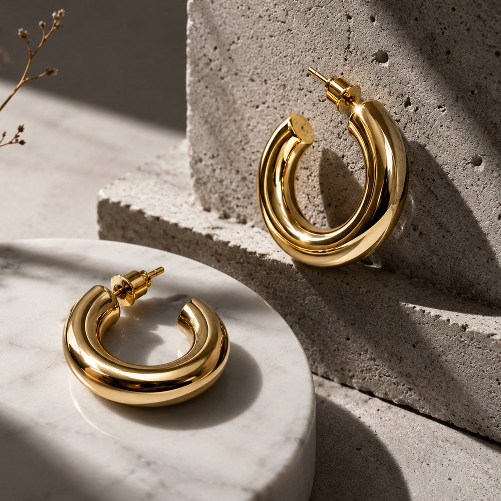 Beauteast Polished Curve Hoop Earrings