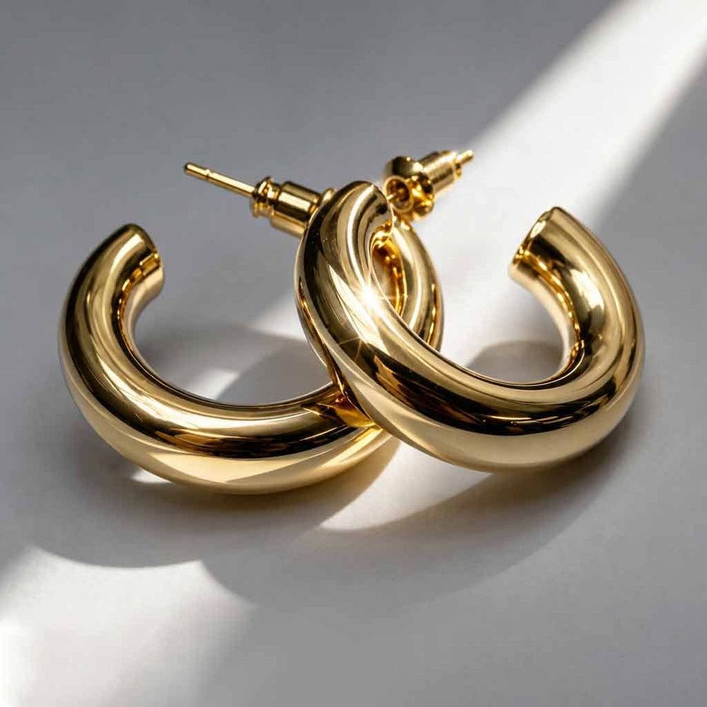 Beauteast Polished Curve Hoop Earrings