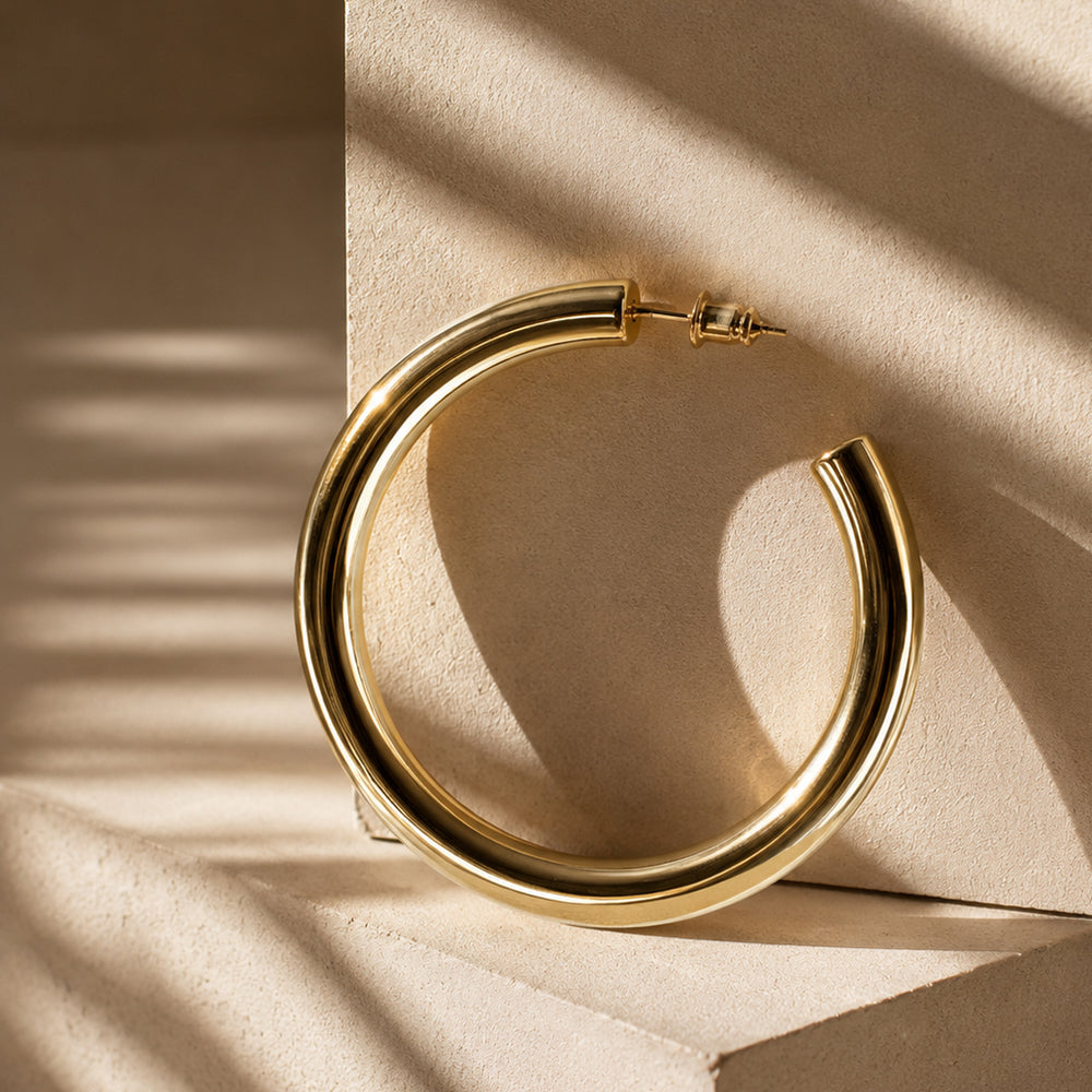 Beauteast Polished Curve Hoop Earrings