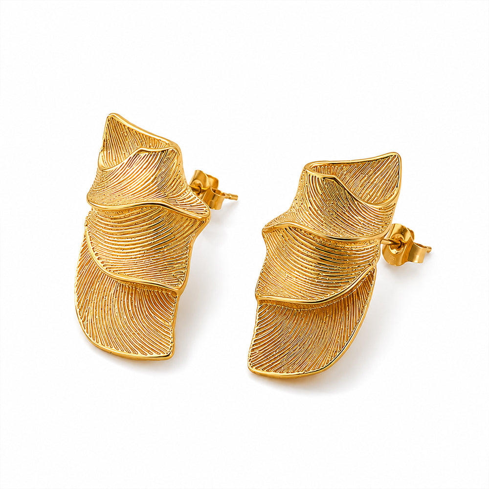 Beauteast Folded Form Stud Earrings