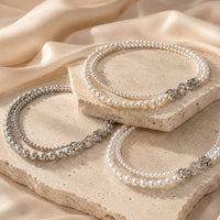 Classic Round Pearl Strand Necklace - Premium Austrian Element Pearls with Infinity Clasp for Women - Elegant Minimalist Jewelry by Beauteast