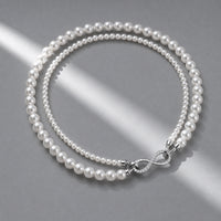 Classic Round Pearl Strand Necklace - Premium Austrian Element Pearls with Infinity Clasp for Women - Elegant Minimalist Jewelry by Beauteast