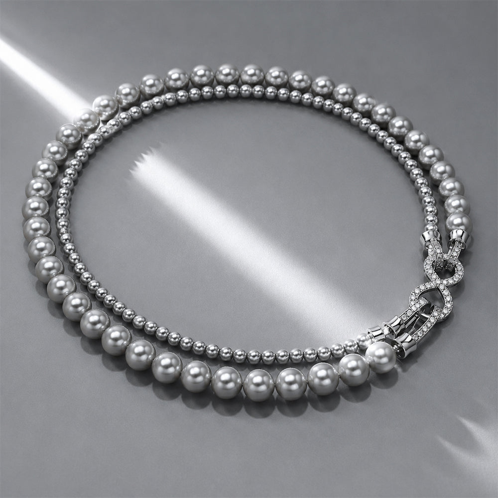 Beauteast Double Strand Pearl Necklace