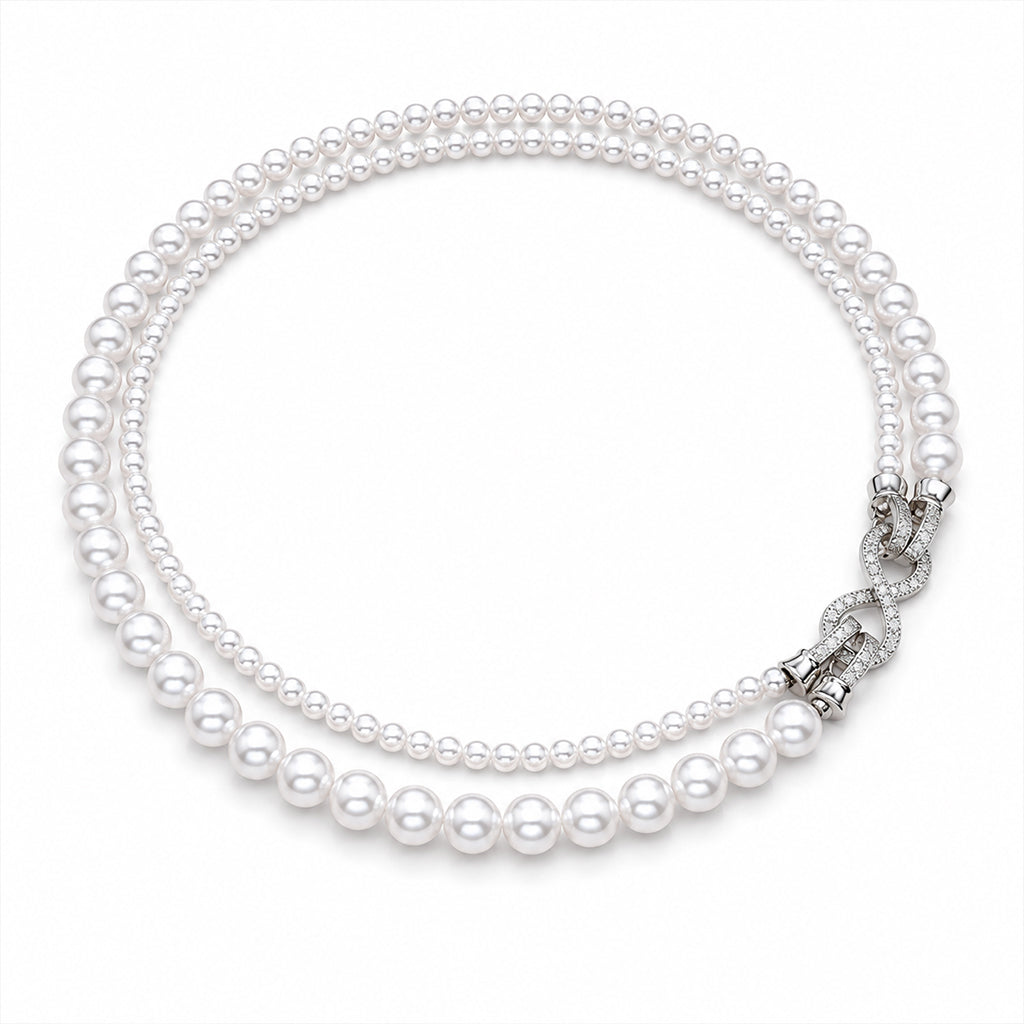 Classic Round Pearl Strand Necklace - Premium Austrian Element Pearls with Infinity Clasp for Women - Elegant Minimalist Jewelry by Beauteast