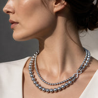 Classic Round Pearl Strand Necklace - Premium Austrian Element Pearls with Infinity Clasp for Women - Elegant Minimalist Jewelry by Beauteast