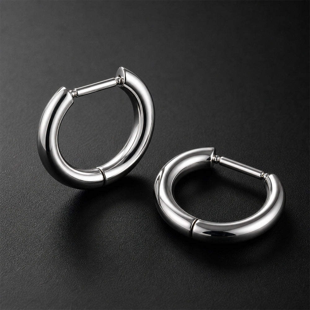 Beauteast D-Form Titanium Hoop Earrings