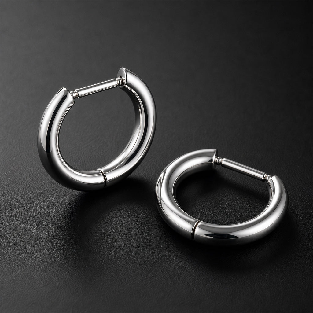 Beauteast D-Form Titanium Hoop Earrings