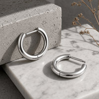 Beauteast D-Form Titanium Hoop Earrings