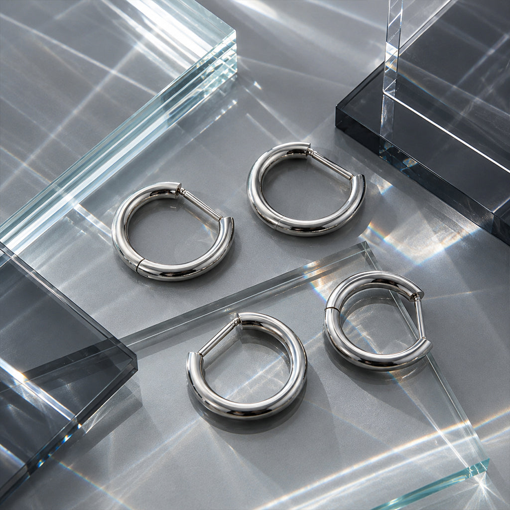 Beauteast D-Form Titanium Hoop Earrings