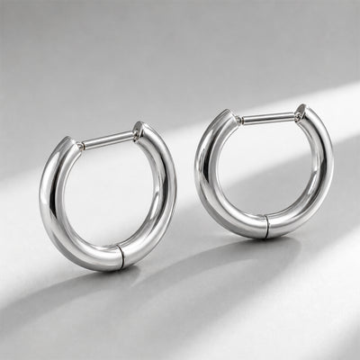 Beauteast D-Form Titanium Hoop Earrings