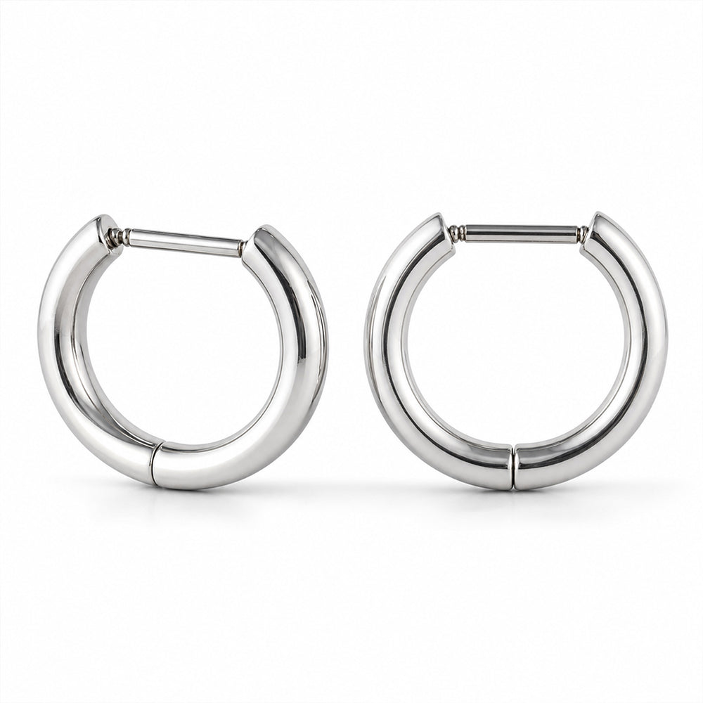 Beauteast D-Form Titanium Hoop Earrings