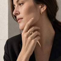 Classic Screw Motif Band Ring - 18K Gold Plated 316L Stainless Steel with Cubic Zirconia - 3-Year Tarnish-Free Waterproof Ring by Beauteast
