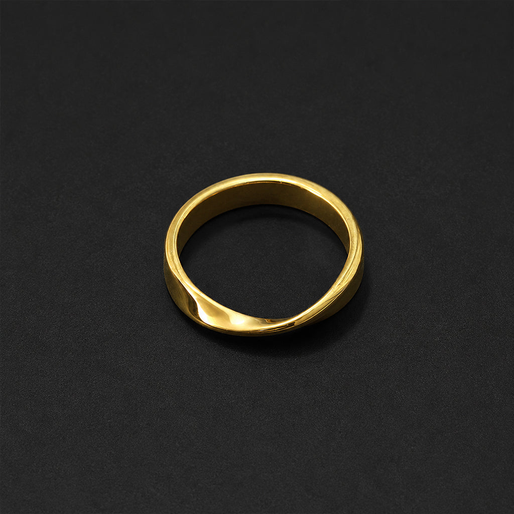 Minimalist Mobius Twist Ring - 18K Gold Plated 316L Stainless Steel Waterproof Stacking Band by Beauteast