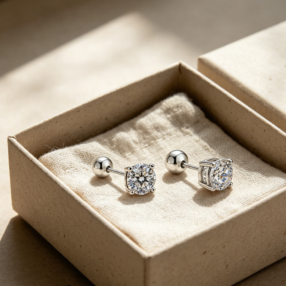 Beauteast Moissanite Solitaire Stud Earrings