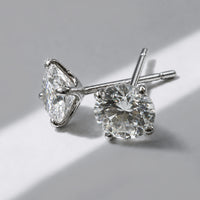 Classic 4-Prong Moissanite Stud Earrings - D Color VVS1 Round Brilliant Cut Diamond Alternative - 925 Sterling Silver Screw Back Studs by Beauteast