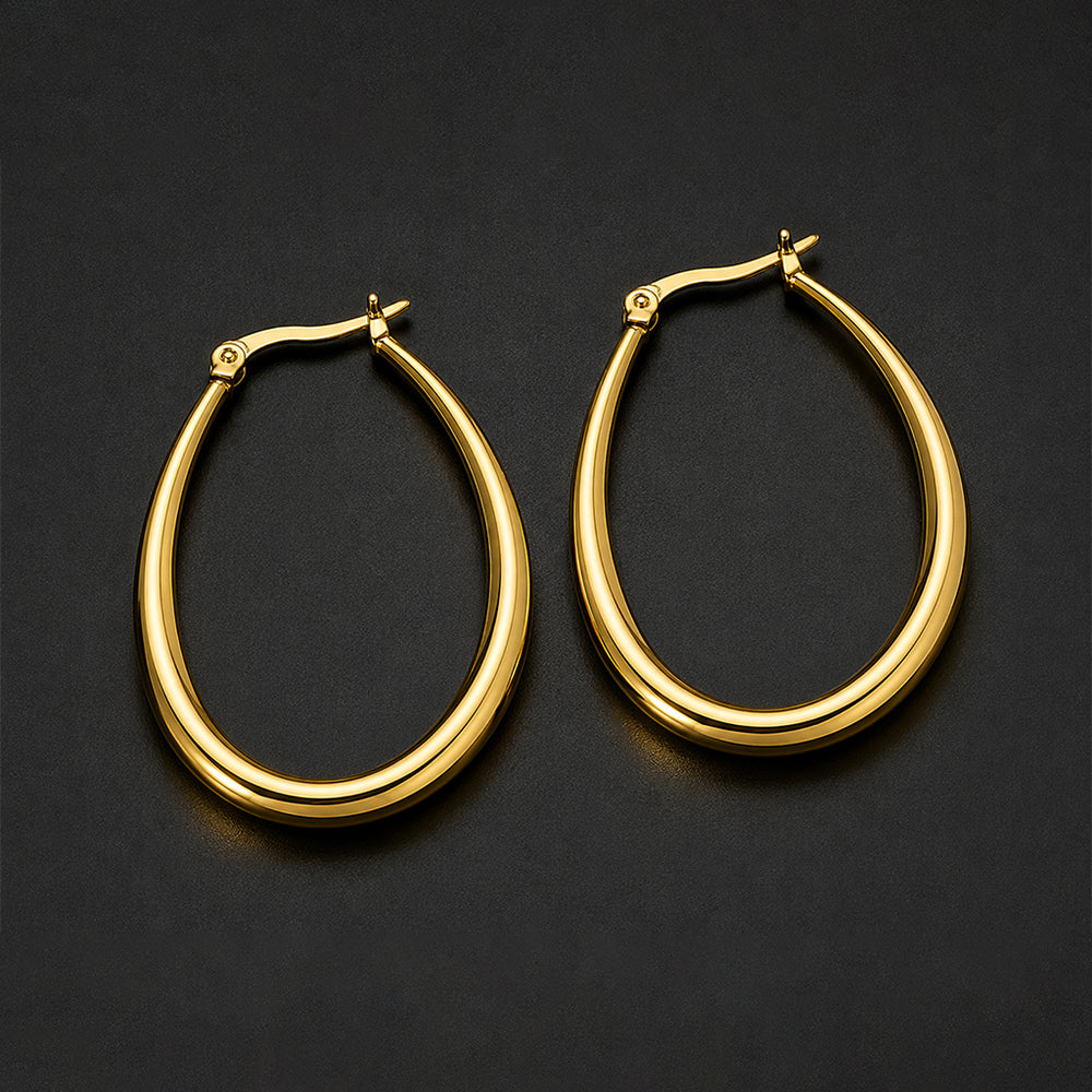Beauteast Polished Teardrop Hoop Earrings