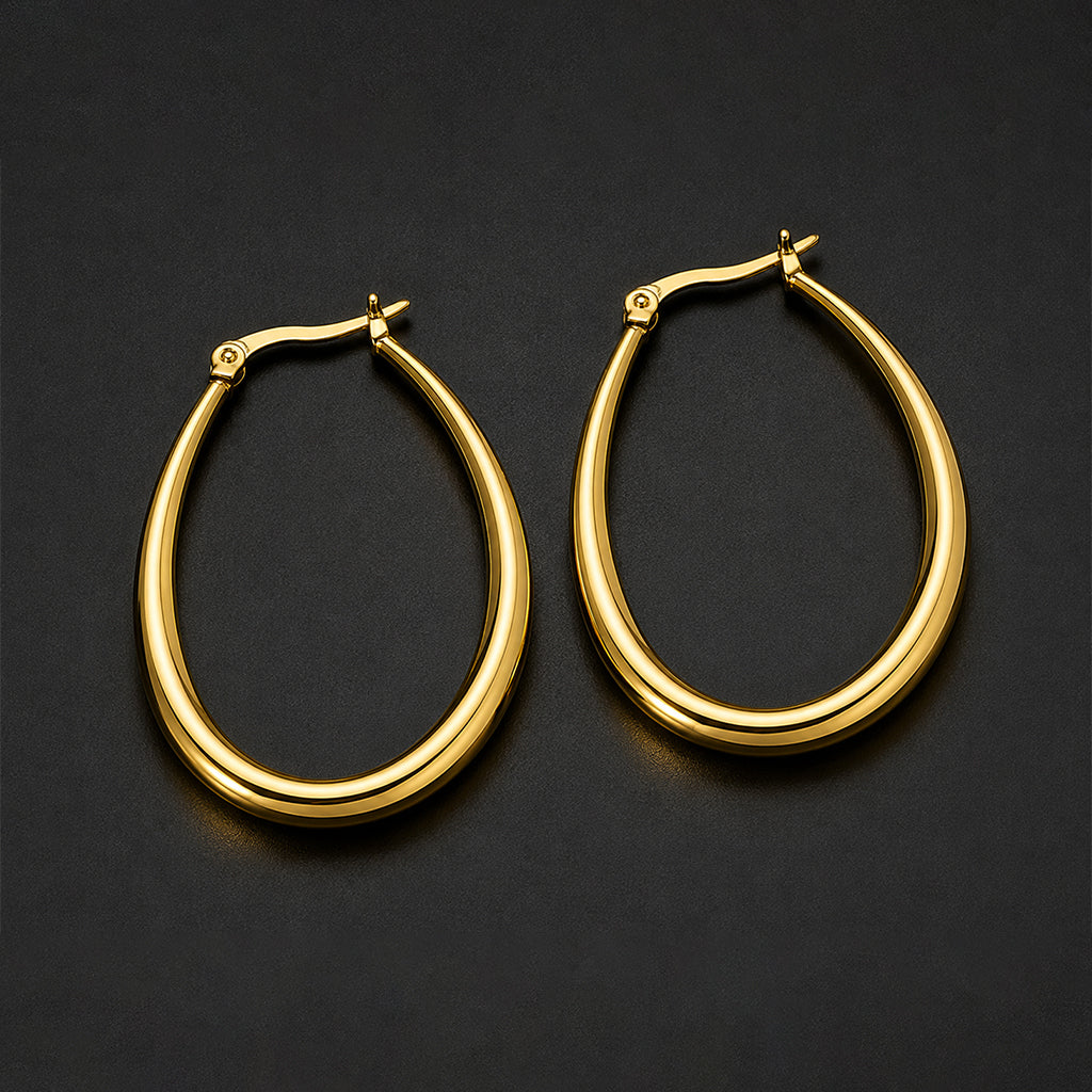 Beauteast Polished Teardrop Hoop Earrings