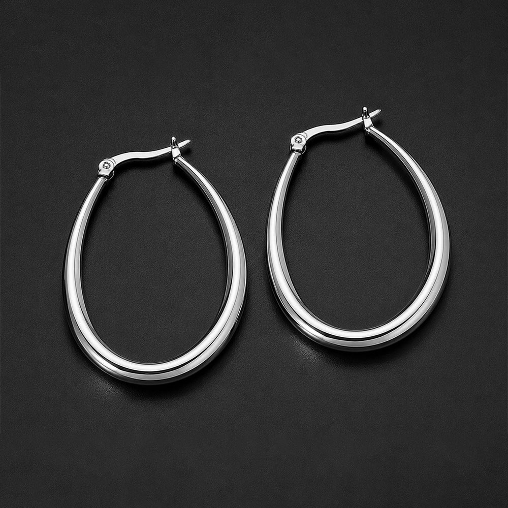 Beauteast Polished Teardrop Hoop Earrings