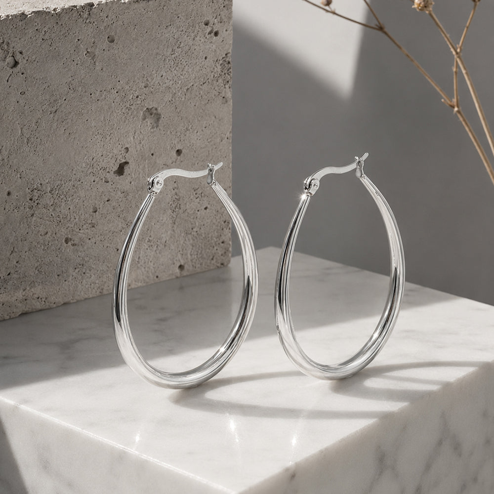 Beauteast Polished Teardrop Hoop Earrings