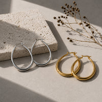 Beauteast Polished Teardrop Hoop Earrings