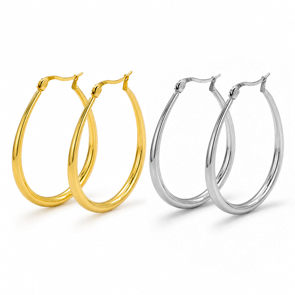 Beauteast Polished Teardrop Hoop Earrings