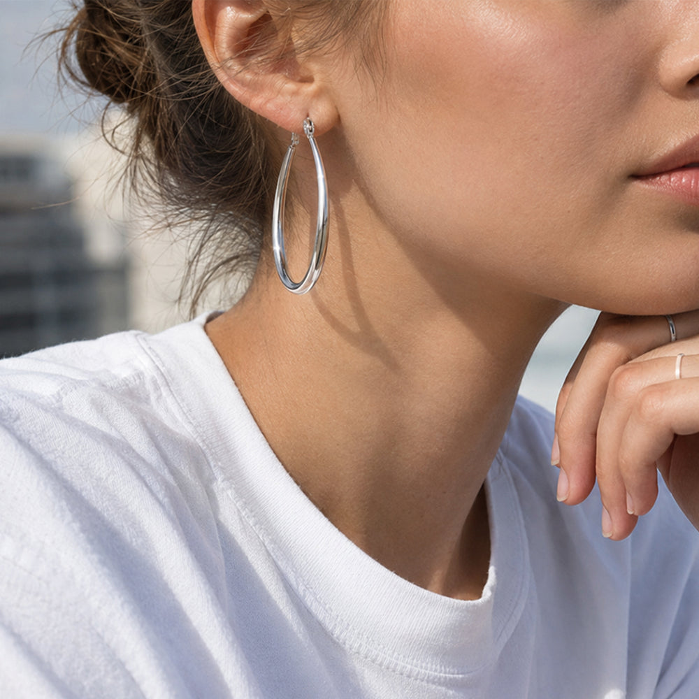 Beauteast Polished Teardrop Hoop Earrings