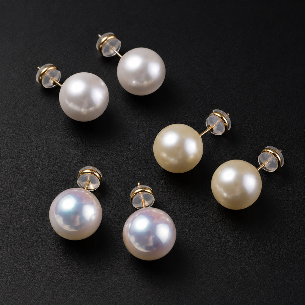 Beauteast Glass Pearl Stud Earrings