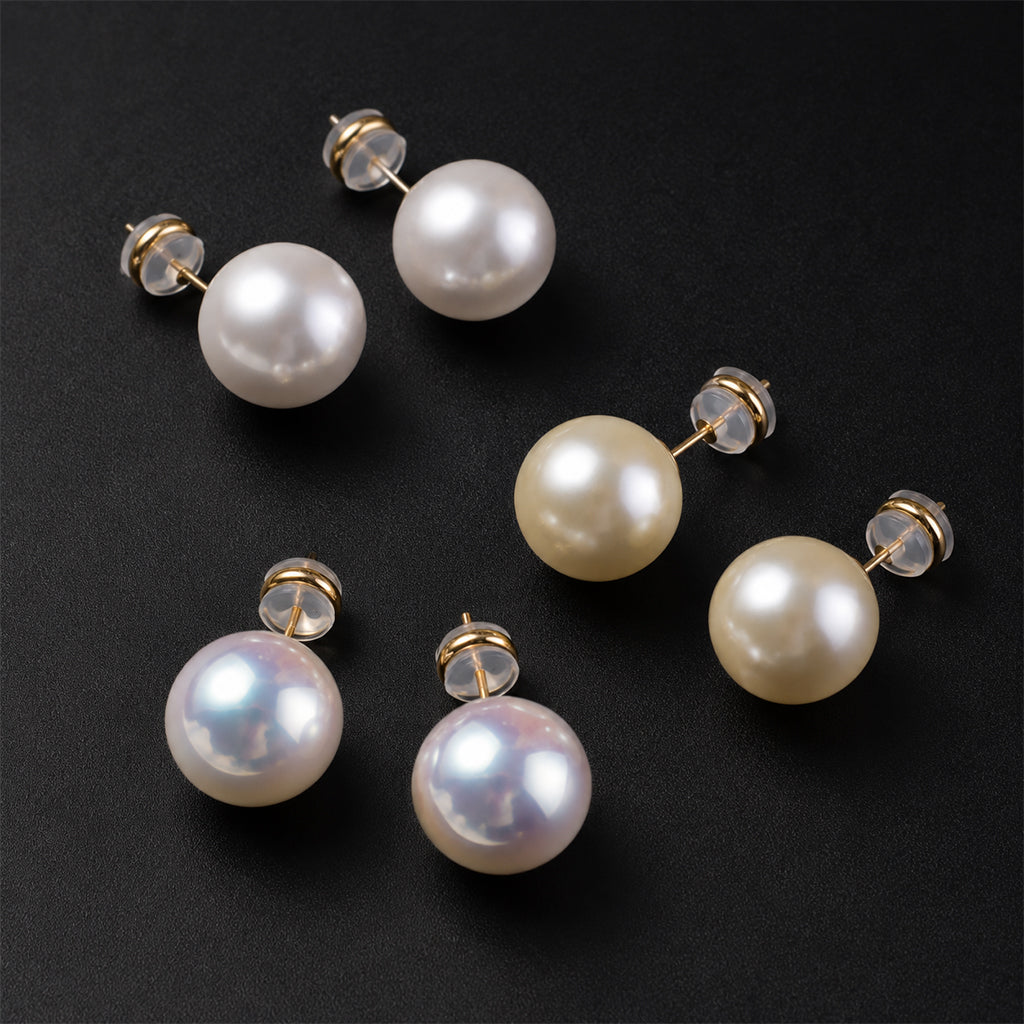 Beauteast Glass Pearl Stud Earrings