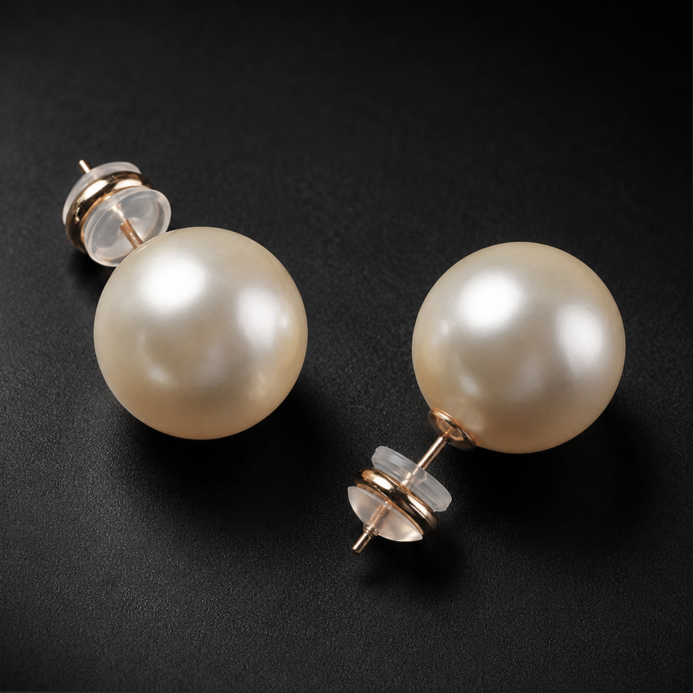 Beauteast Glass Pearl Stud Earrings