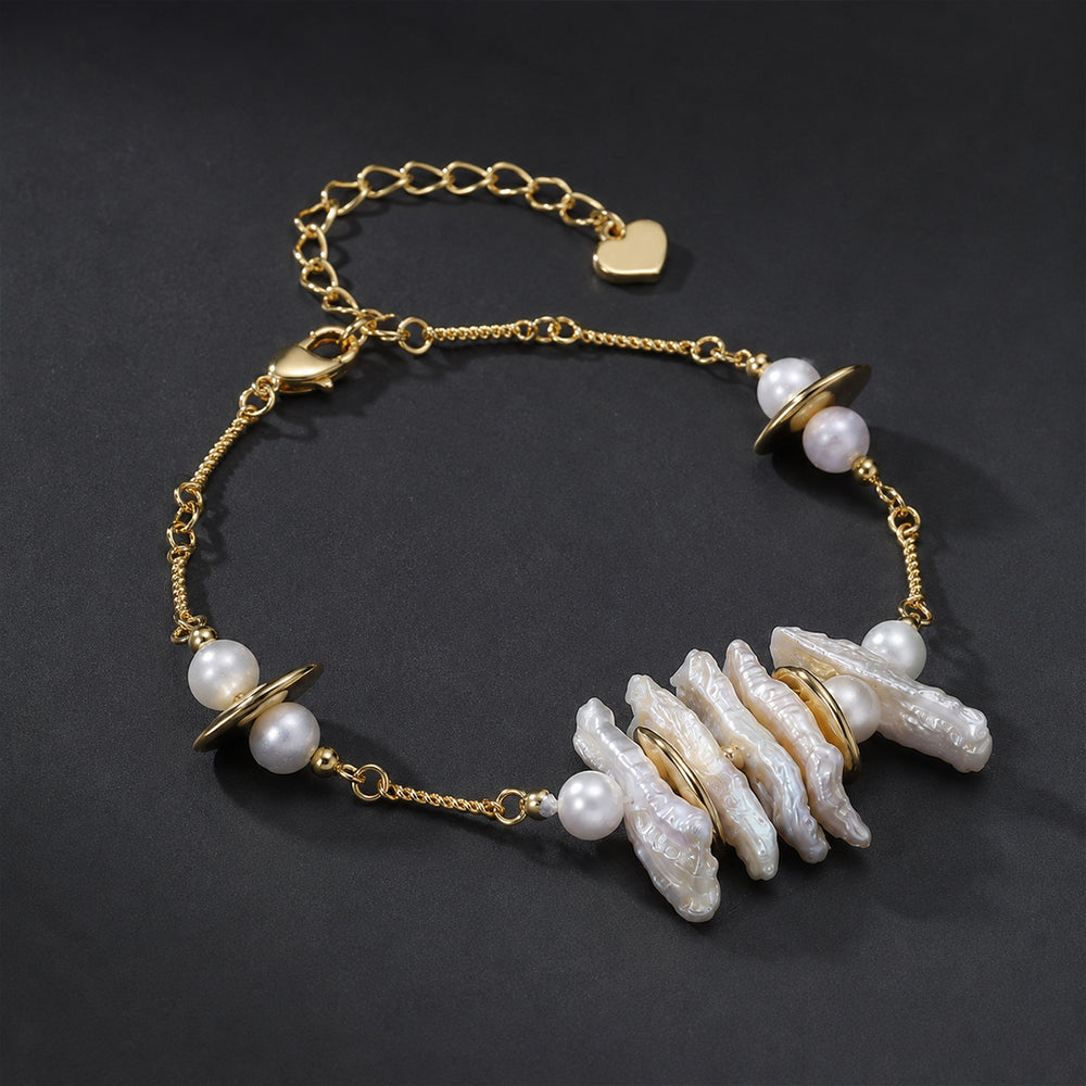 Beauteast Baroque Pearl Link Bracelet
