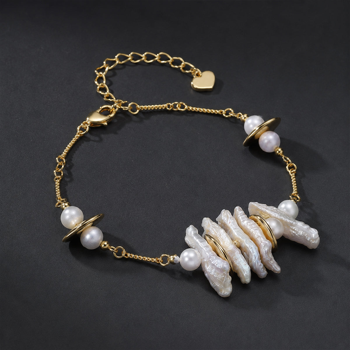 Beauteast Baroque Pearl Link Bracelet