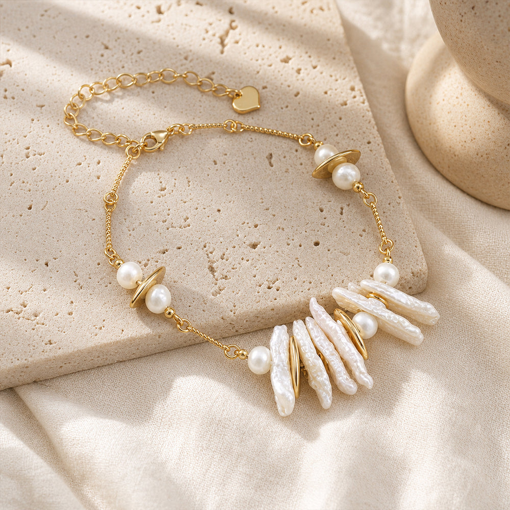 Beauteast Baroque Pearl Link Bracelet