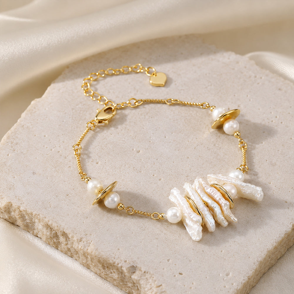 Beauteast Baroque Pearl Link Bracelet
