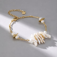 Beauteast Baroque Pearl Link Bracelet