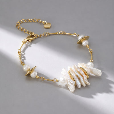 Beauteast Baroque Pearl Link Bracelet