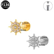 1 Piece Lip Rings Minimalist Snowflake Pure Titanium Plating Inlay Zircon White Gold Plated Silver Plated Lip Rings Ear Cartilage Rings & Studs