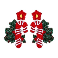 1 Piece Handmade Christmas Hat Christmas Tree Bell Handmade Plating Cloth Silver Plated Drop Earrings