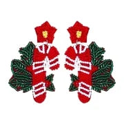 1 Piece Handmade Christmas Hat Christmas Tree Bell Handmade Plating Cloth Silver Plated Drop Earrings