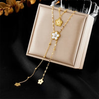 Vintage Style Life Tree Flower Bow Knot 304 Stainless Steel Pendant Necklace