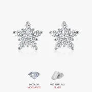 1 Pair 0.6 Karat Round Brilliant Cut Rhodium Plated 925 Sterling Silver 925 Sterling Silver Moissanite VVS1-VVS2 Moissanite GRA Certificate 925 Sterling Silver Earrings Snowflake Ear Studs Colorless(DEF)