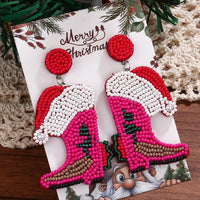 1 Pair Handmade House Snowman Handmade Beaded Glass Drop Earrings