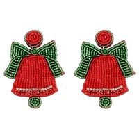 1 Piece Handmade Christmas Hat Christmas Tree Bell Handmade Plating Cloth Silver Plated Drop Earrings