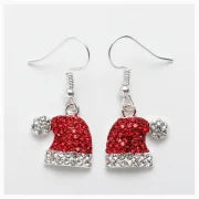 1 Pair Ig Style Cute Christmas Hat Elk Inlay Alloy Rhinestones Drop Earrings Ear Studs