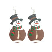 1 Pair Cute Basketball Football Snowman Pu Leather Iron Earrings